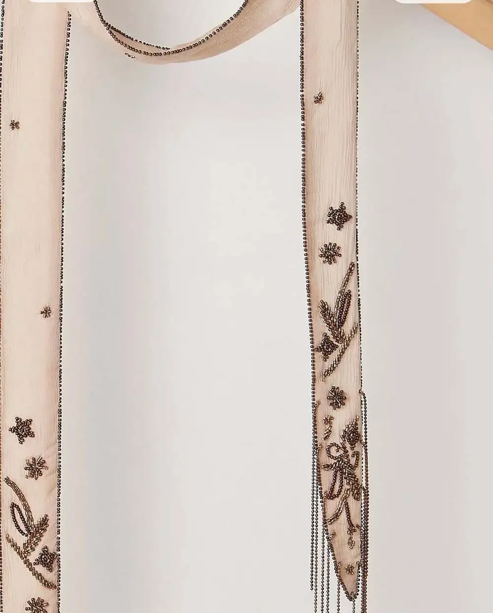 Free People Embroidered Hollis fringe scarf “beige”